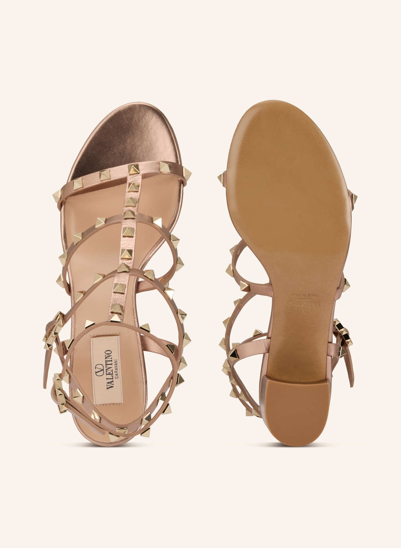Bagsaaa Va1e*ntin0 GARAVANI ROCKSTUD 60 sandals pink gold