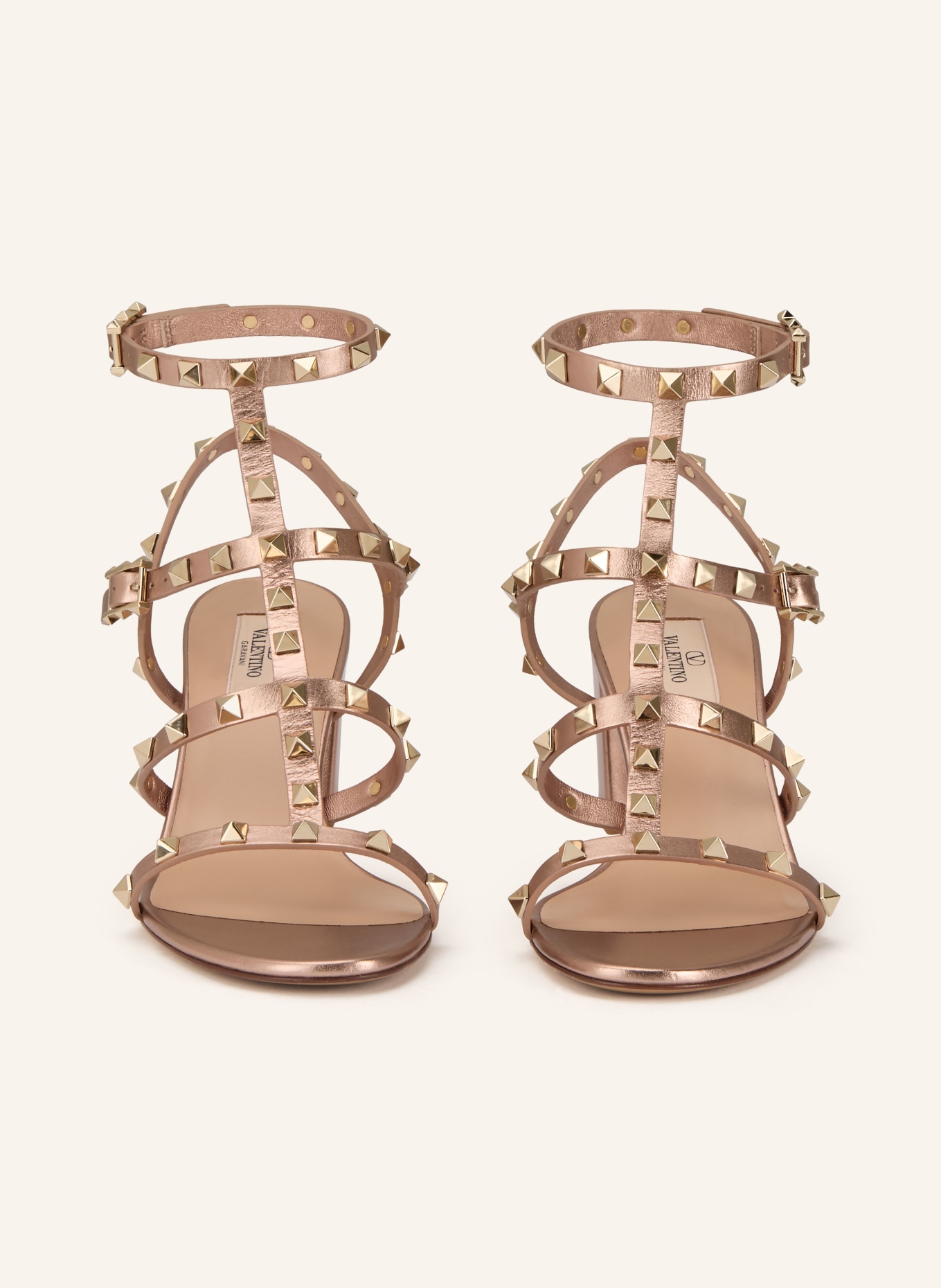 Bagsaaa Va1e*ntin0 GARAVANI ROCKSTUD 60 sandals pink gold