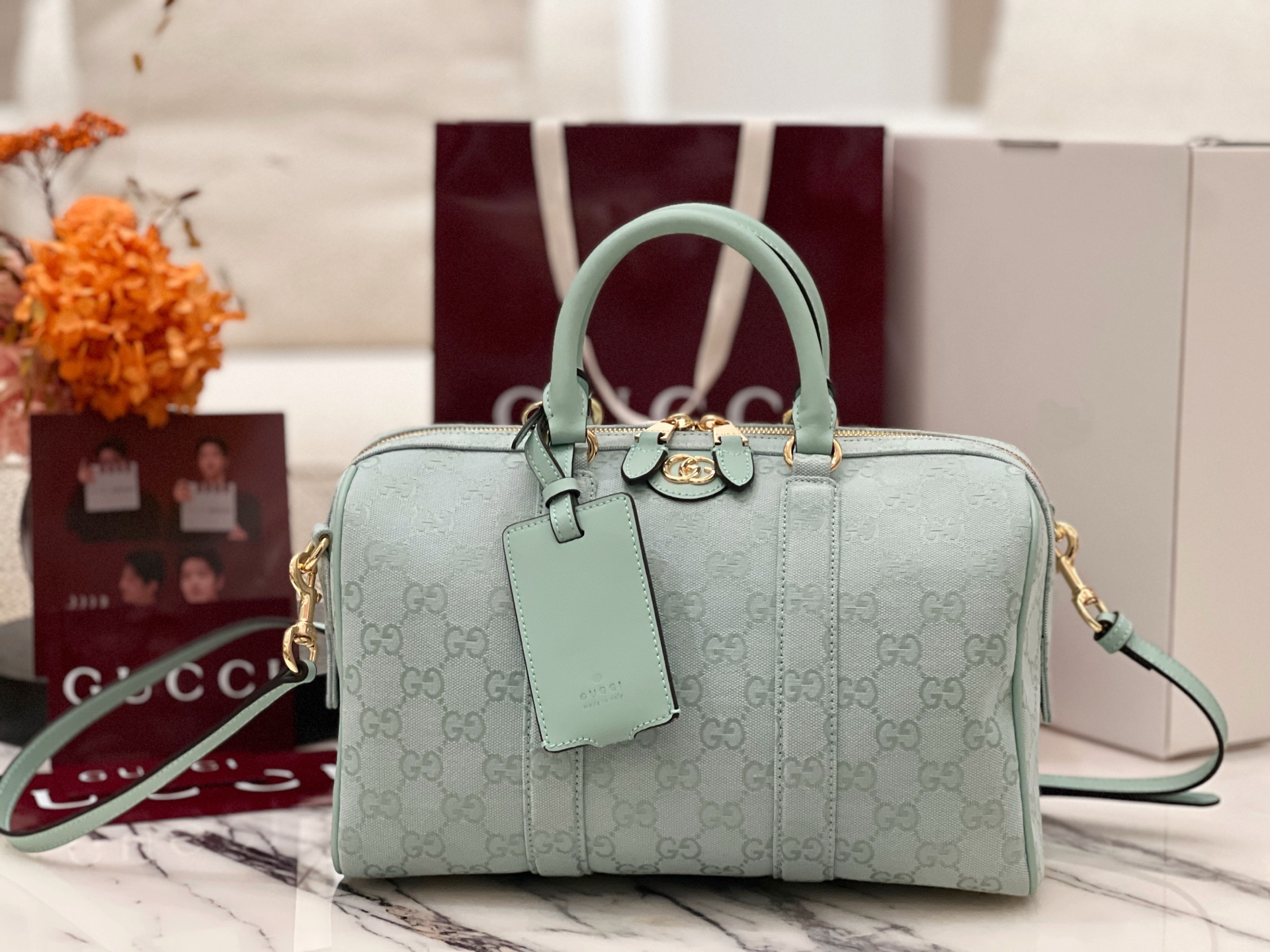 Bagsaaa Gvc*1 Ophidia medium boston bag 857595 green - 30cm
