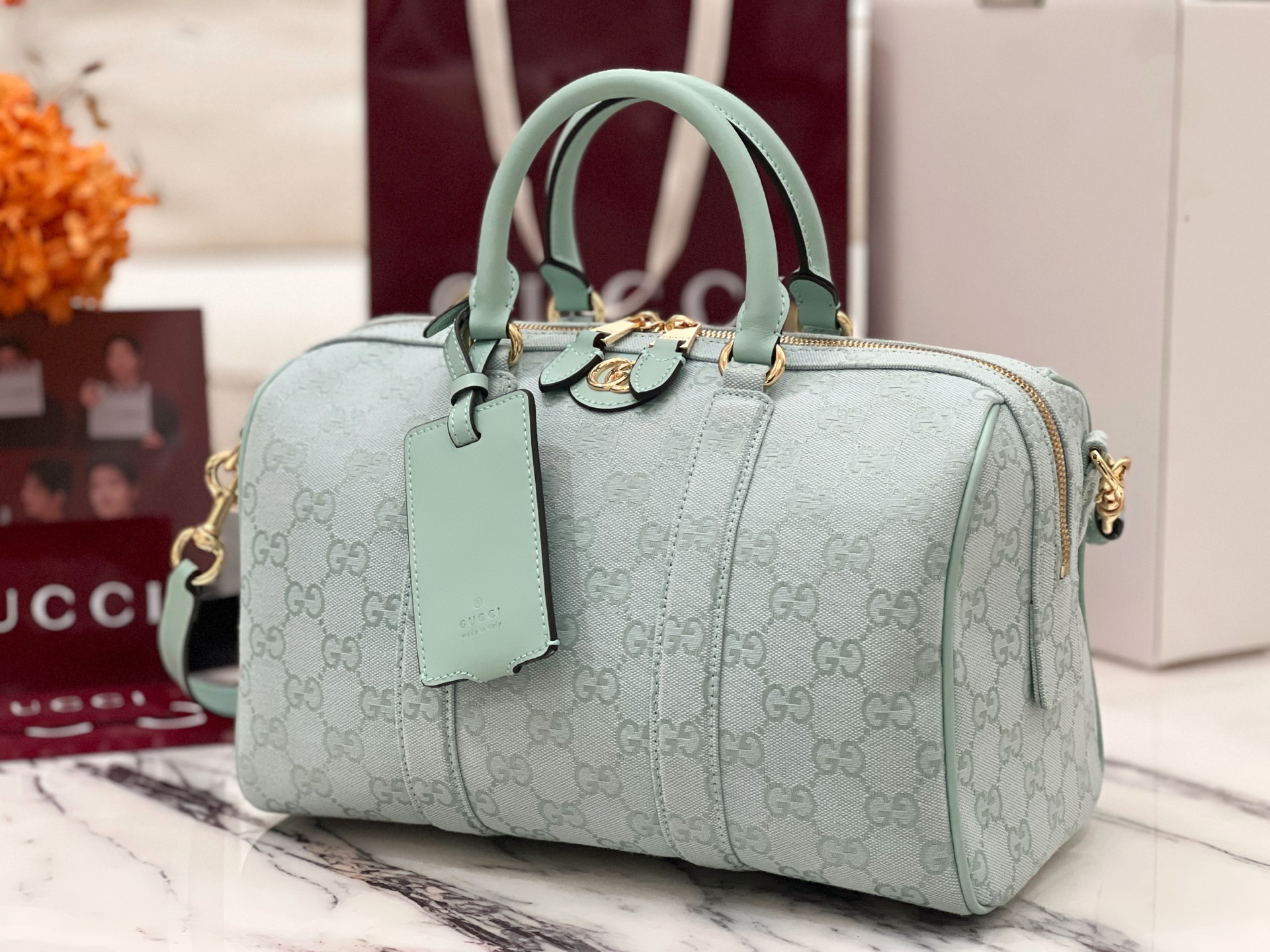 Bagsaaa Gvc*1 Ophidia medium boston bag 857595 green - 30cm