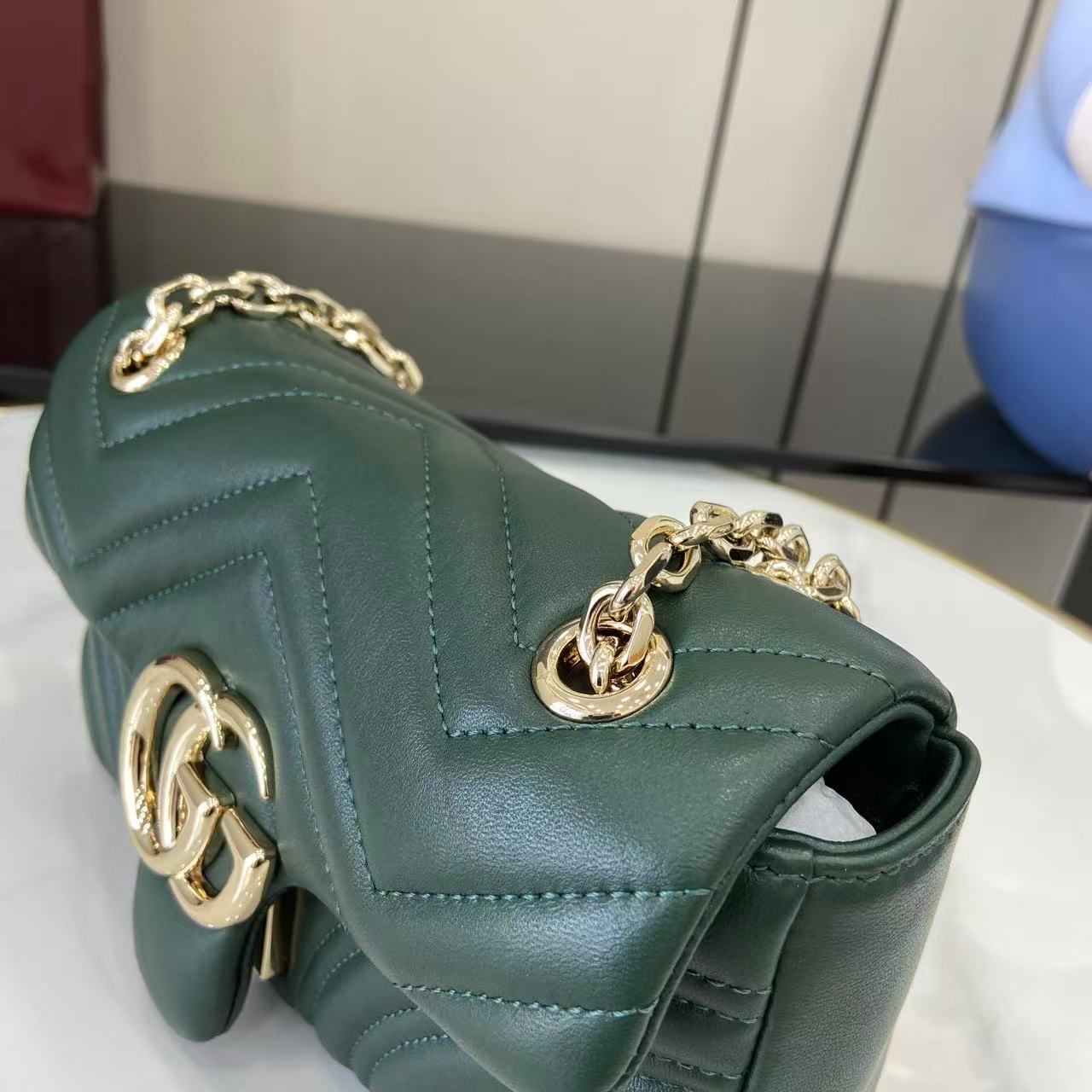 Bagsaaa Gvc*1 GG Marmont small shoulder bag 837280 dark green - 22cm