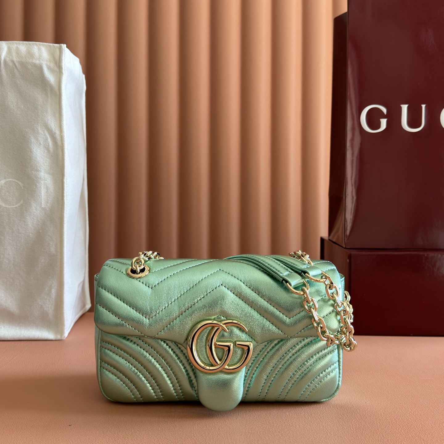 Bagsaaa Gvc*1 GG Marmont small shoulder bag 837280 pale green - 22cm