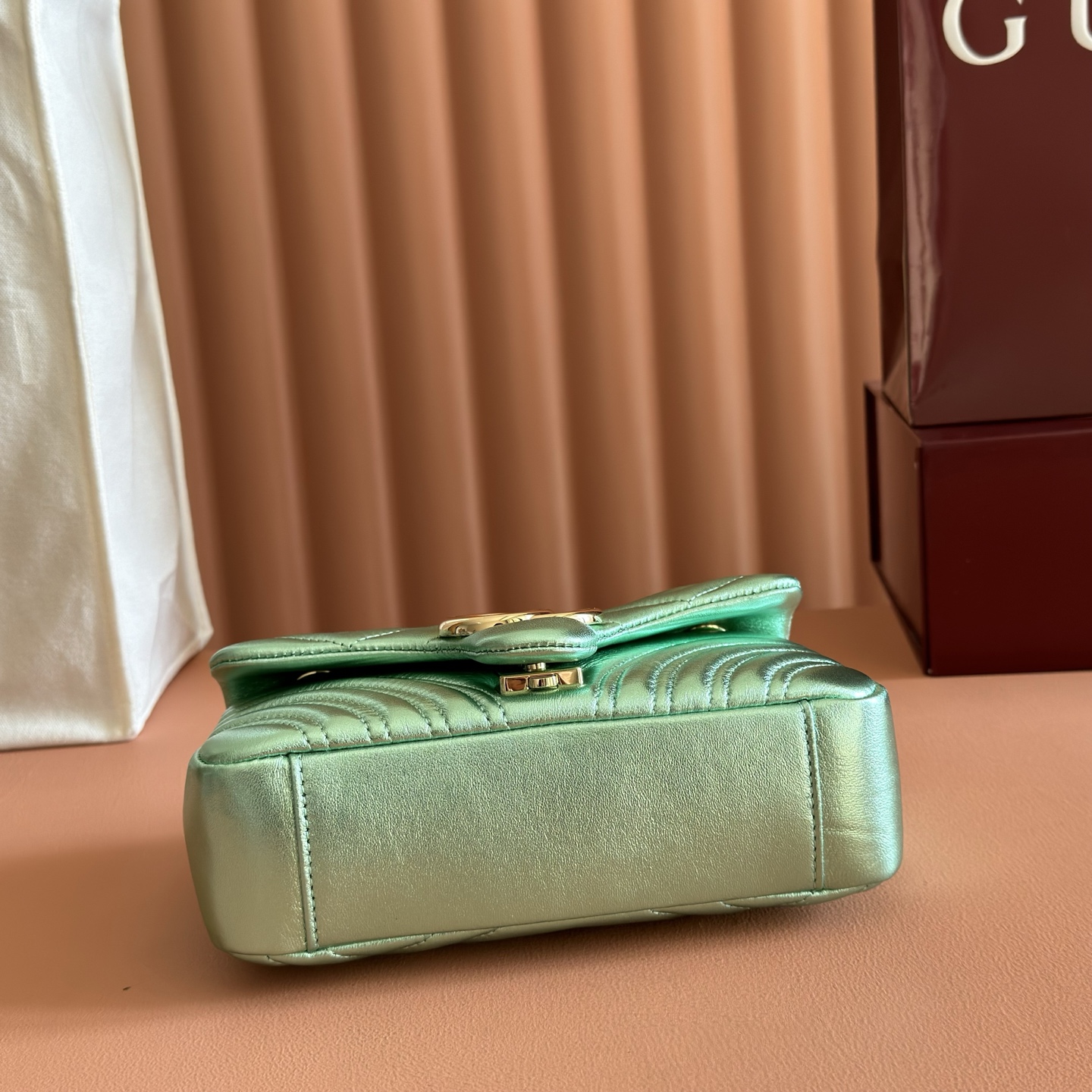 Bagsaaa Gvc*1 GG Marmont small shoulder bag 837280 pale green - 22cm