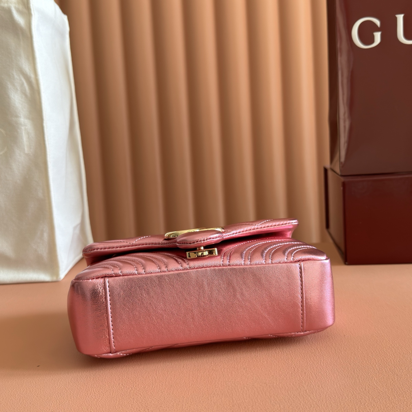 Bagsaaa Gvc*1 GG Marmont small shoulder bag 837280 bright pink - 22cm