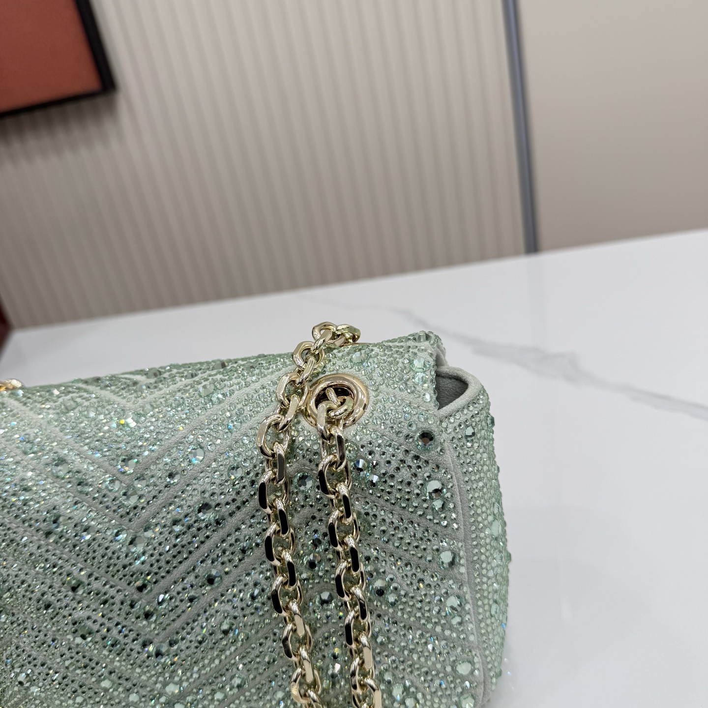 Bagsaaa Gvc*1 GG Marmont crystals small shoulder bag 837280 green - 22cm