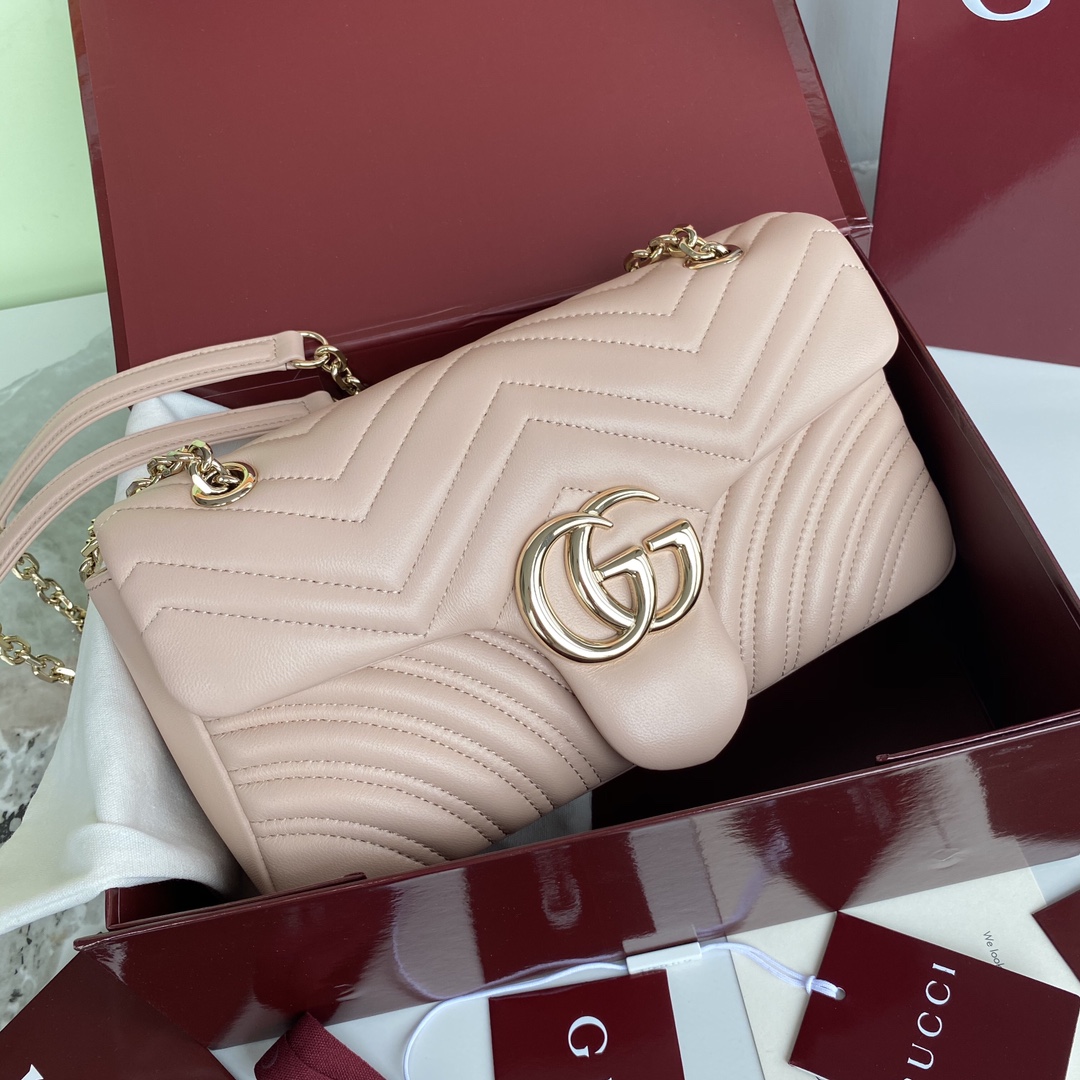 Bagsaaa Gvc*1 GG Marmont medium shoulder bag 837267 light pink - 26cm