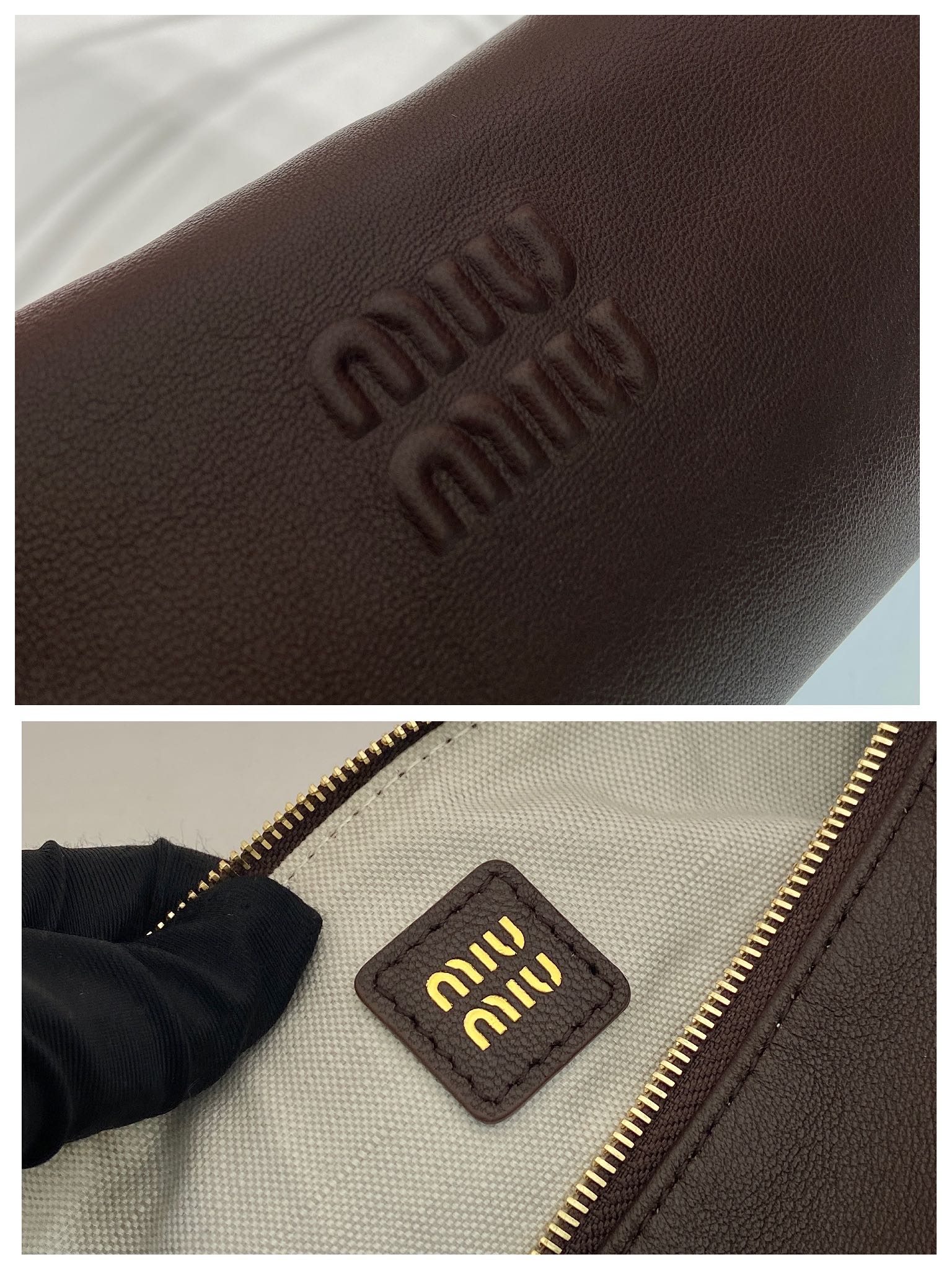Bagsaaa Miu Miu Suede pouch 5NE851 dark brown - 22cm