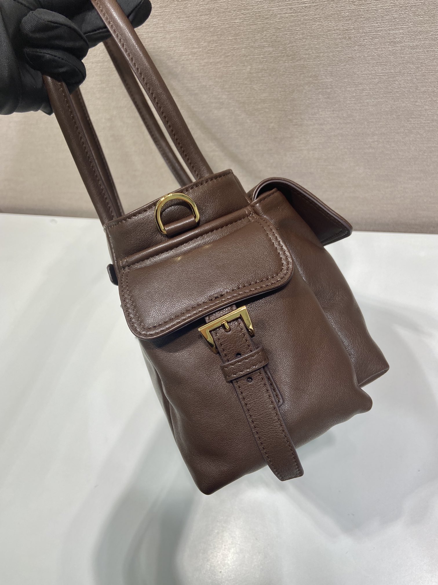 Bagsaaa Pra*a Explore medium nappa leather tote bag 1BG596 Sienna - 31cm