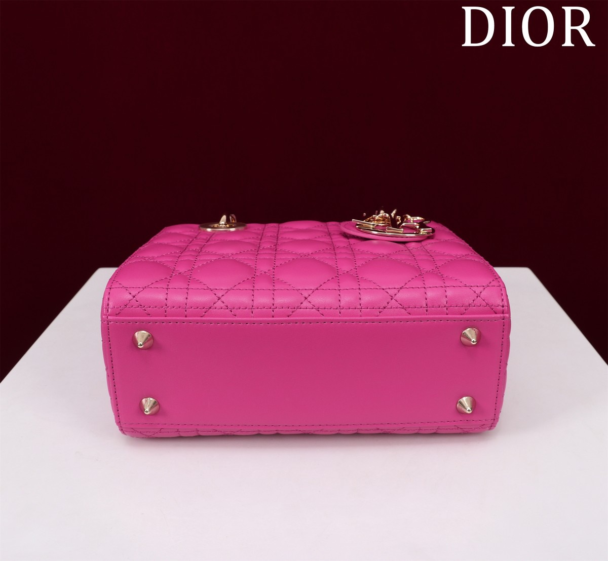 Bagsaaa D10r Small My ABCD10r Lady D10r bag in magenta or fuchsia cannage lambskin - 20cm