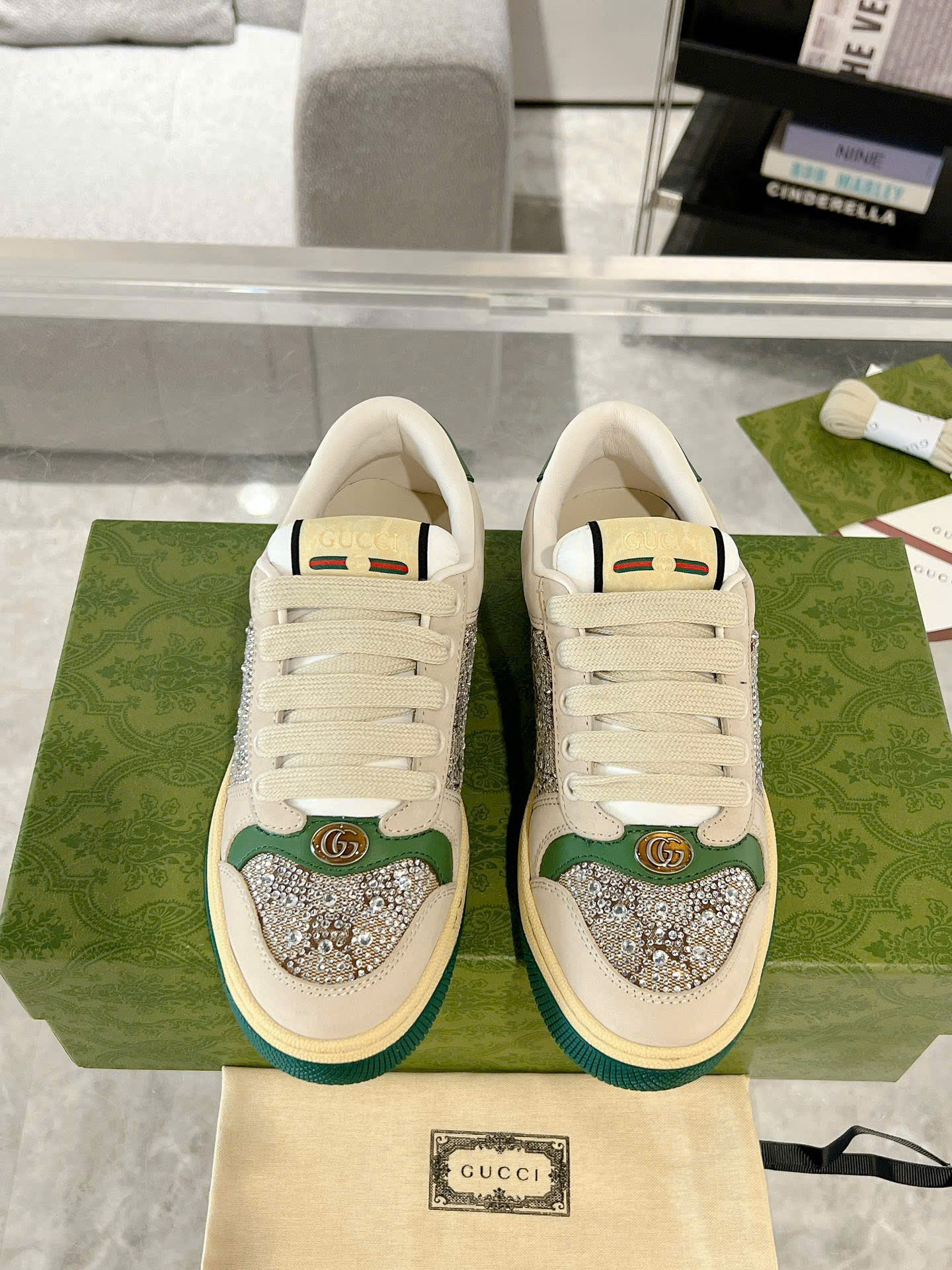 Bagsaaa GG crystal Screener sneaker green