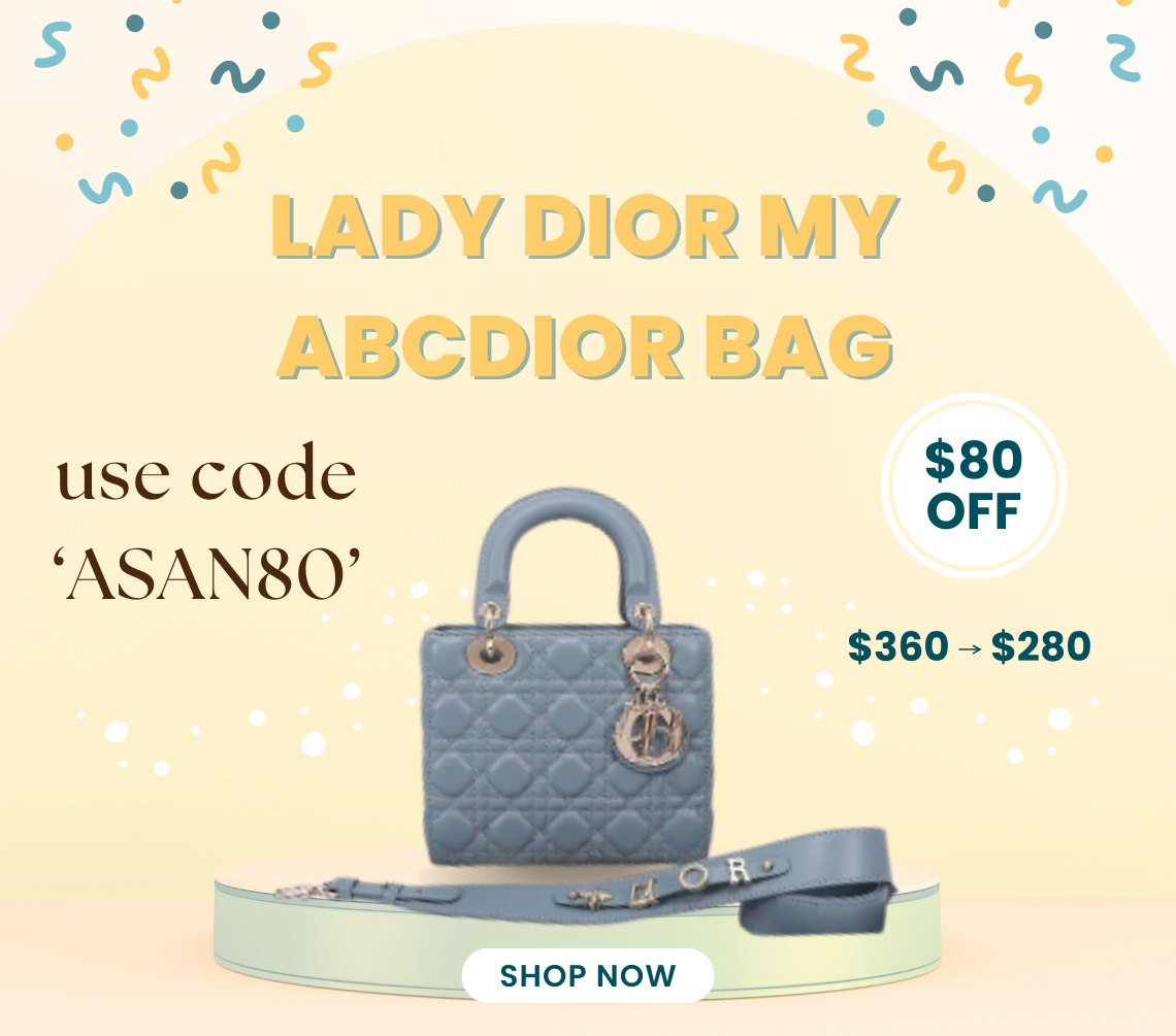 Bagsaaa Small Lady D10r My ABCD10r Bag Sky Blue Cannage Lambskin - 20 x 17 x 8 cm