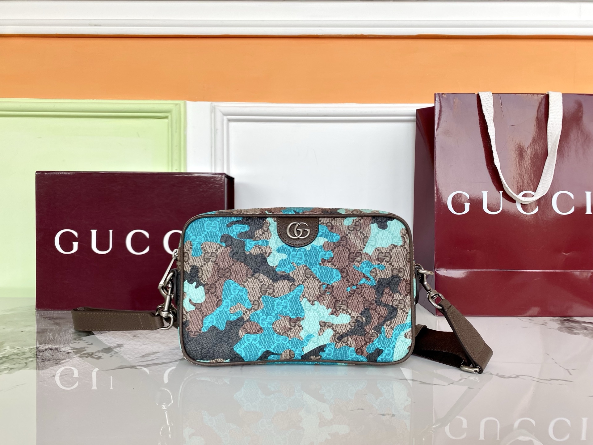 Bagsaaa Gvc*1 Ophidia small crossbody bag 839155 blue GG fabric - 24cm
