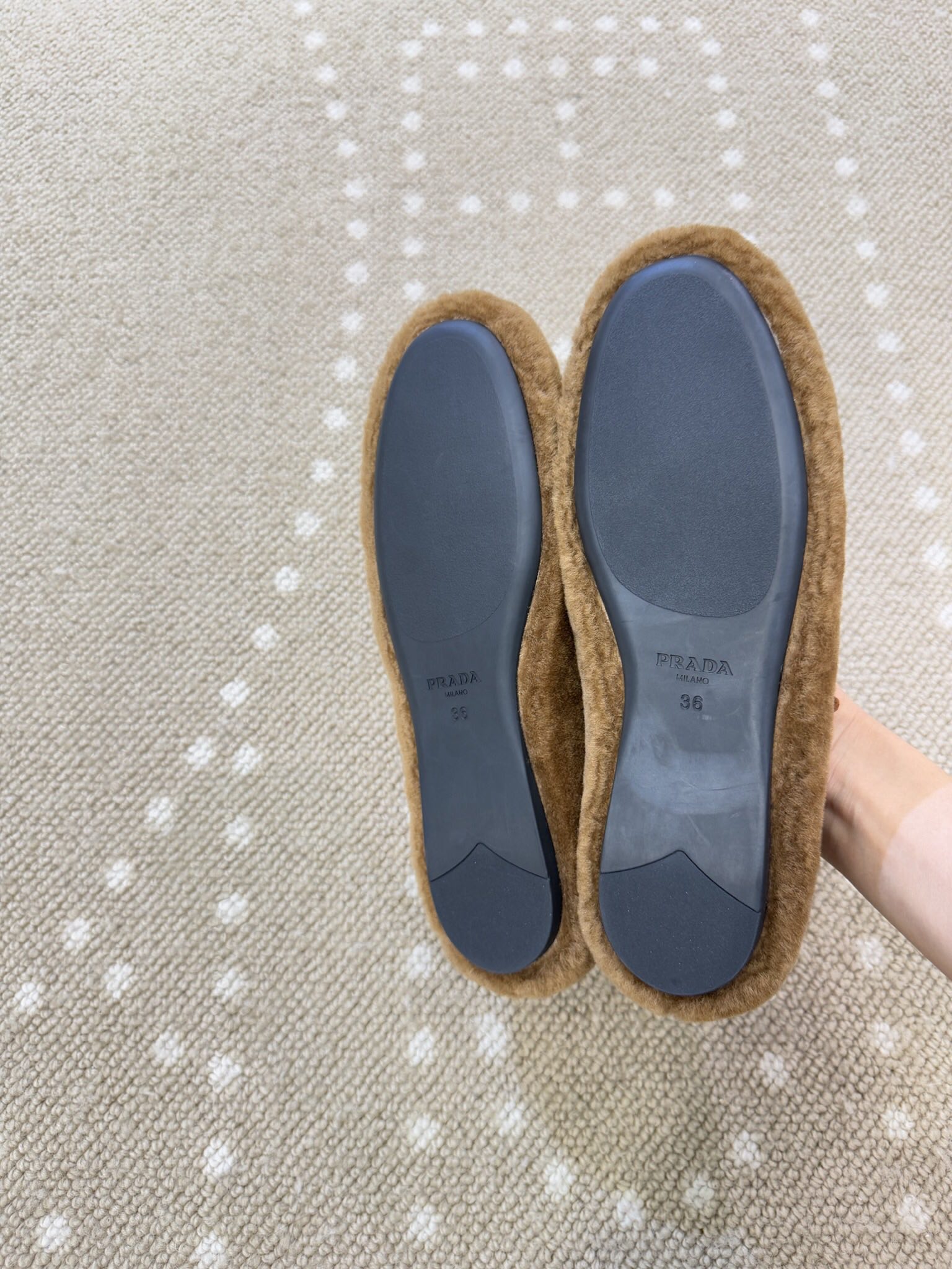Bagsaaa Pra*a Shearling ballerinas brown