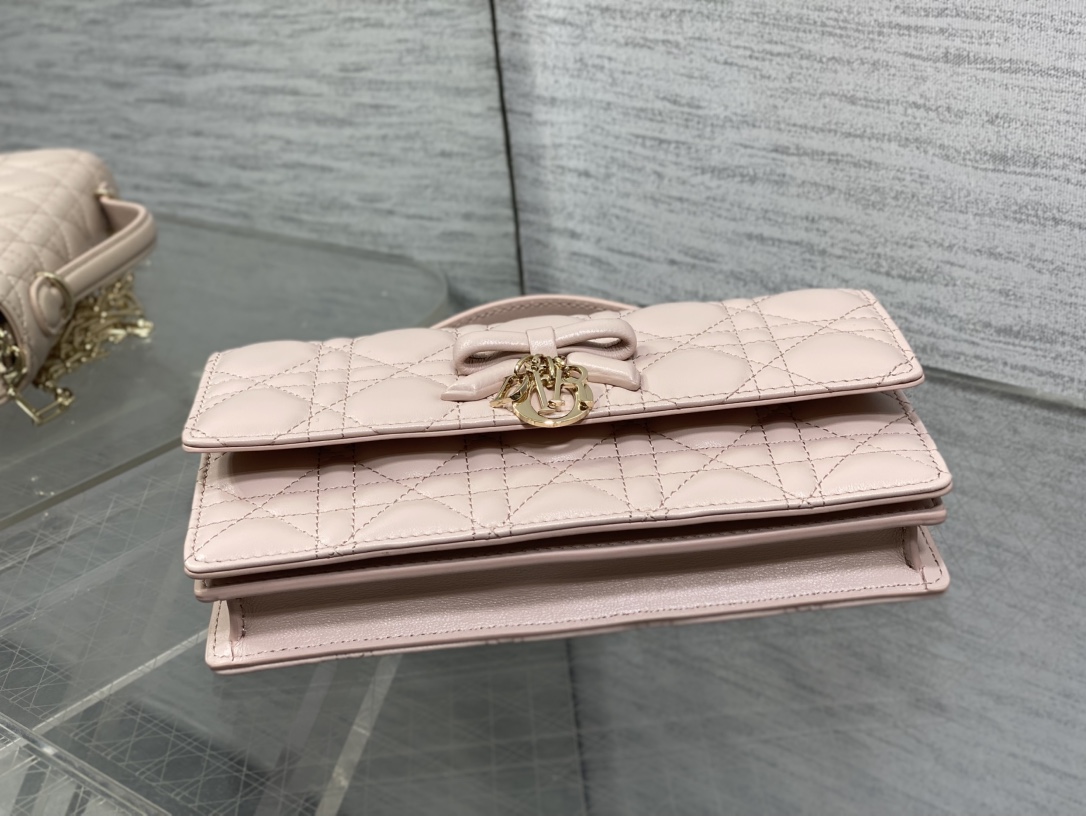 Bagsaaa My D10r Mini Bag Rose Soupir Cannage Lambskin - 21cm