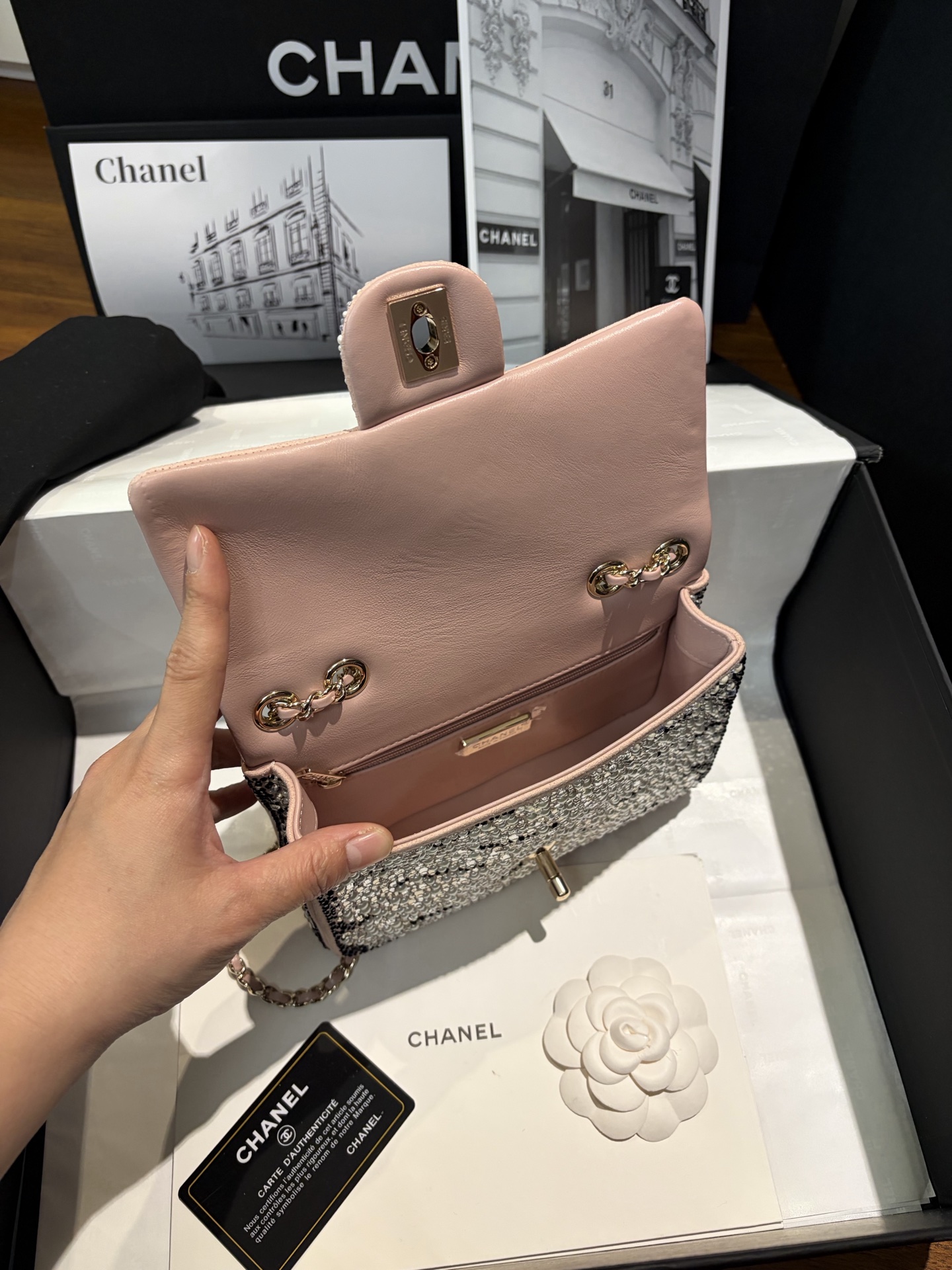 Bagsaaa New Collection 2026 Evening Bag Strass & Imitation Pearls AS4297 - 21cm