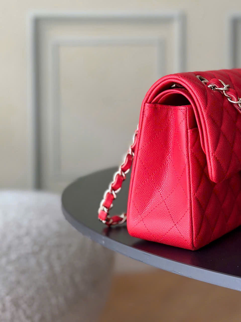 Bagsaaa Ch**el small flap bag red caviar & gold - 23cm