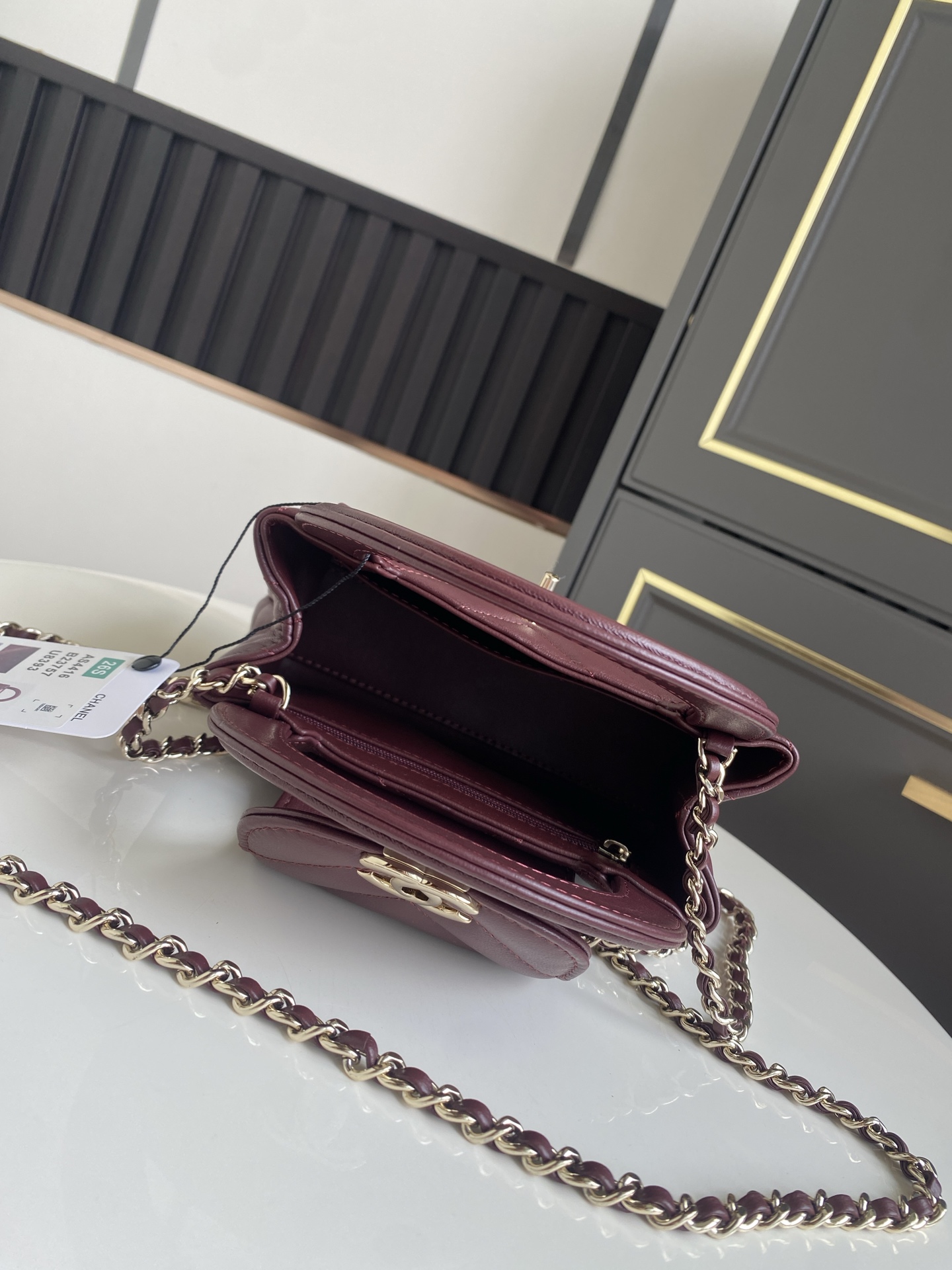 Bagsaaa Ch**el Spring Summer 2026 Mini Shopping Bag AS4416 Burgundy - 19cm