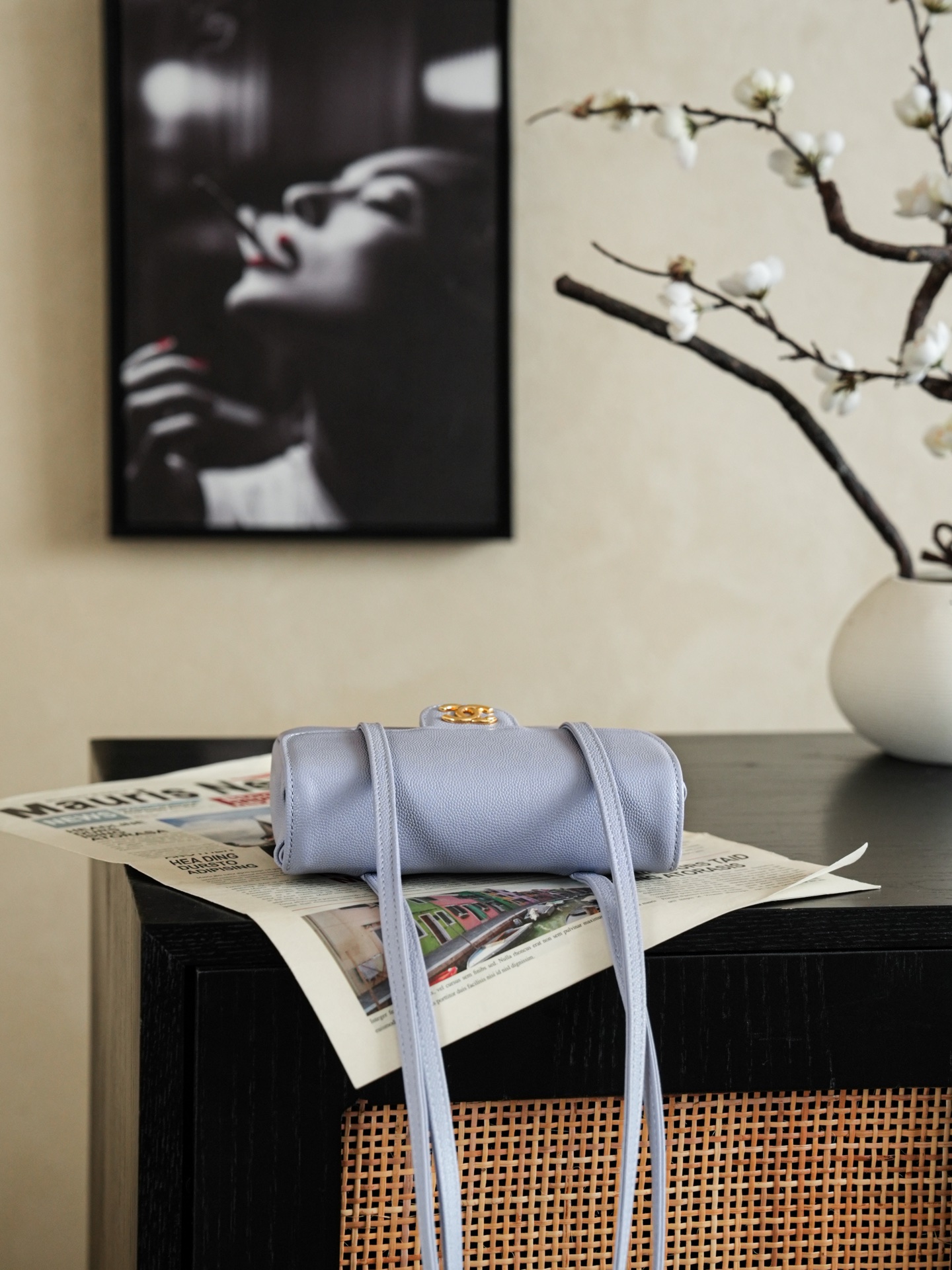 Bagsaaa Ch**el Spring Summer 2026 Clutch with Leather Strap AP5068 light purple - 17cm