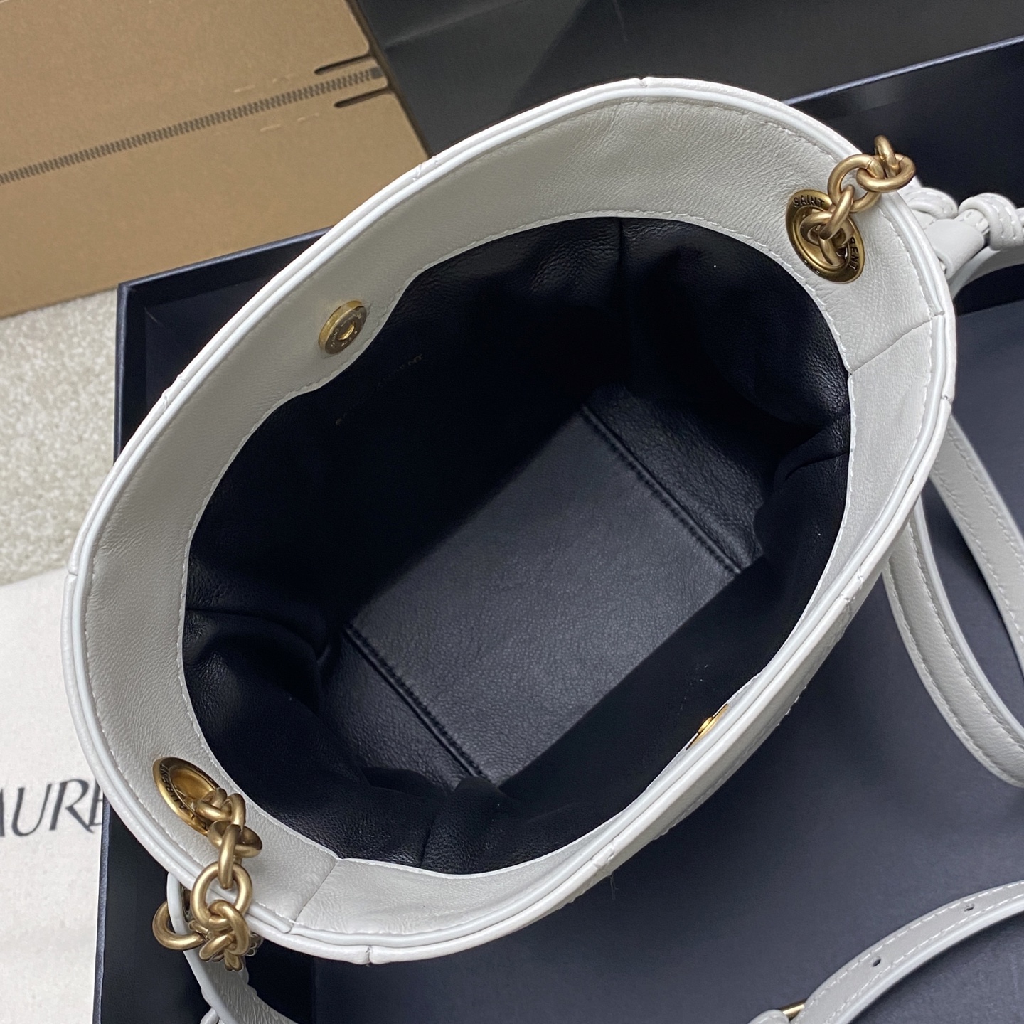 Bagsaaa Y51 JAMIE mini shoulder pouch in lambskin 859174 blanc vintage - 15.5cm