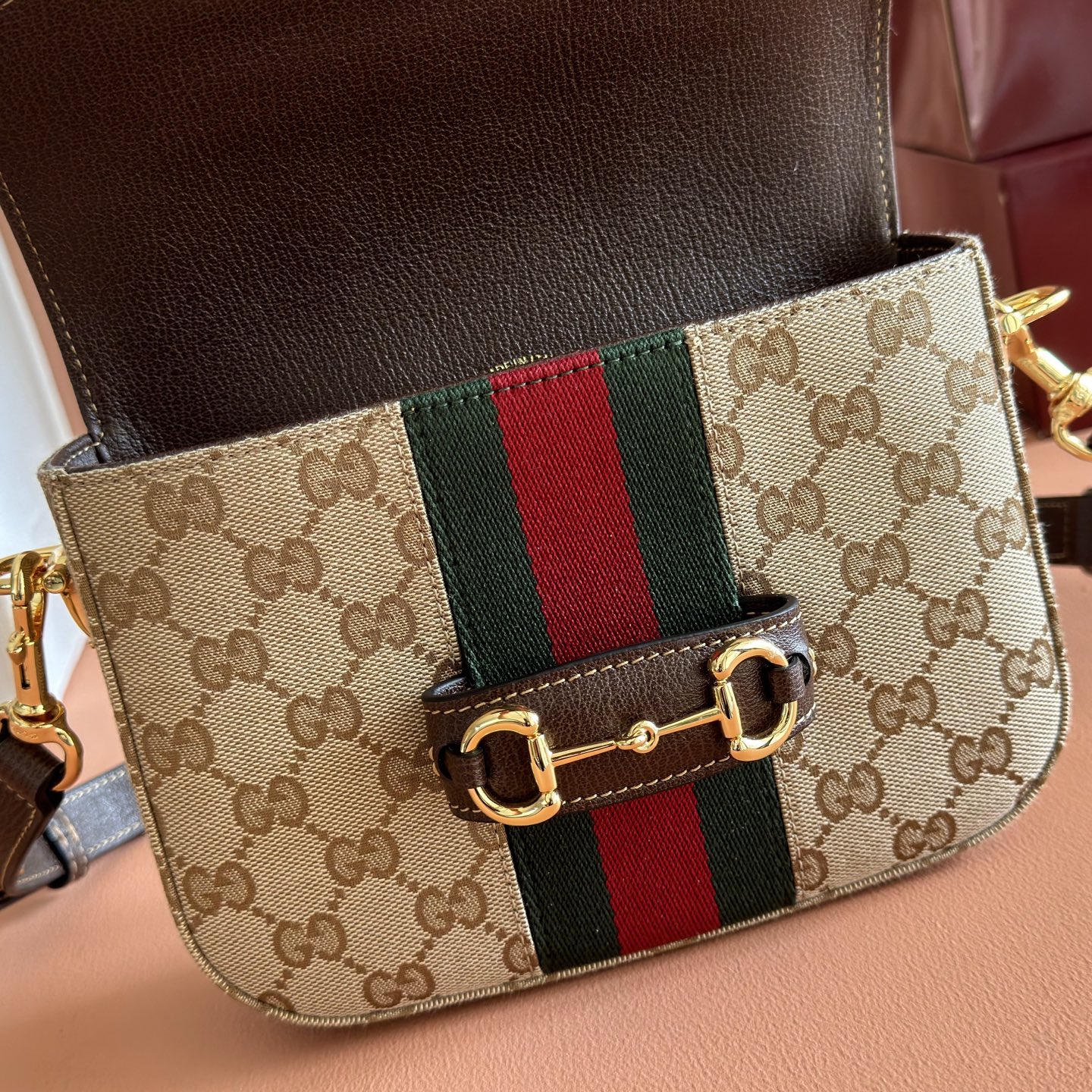 Bagsaaa Gvc*1 Horsebit 1955 small shoulder bag 866762 beige - 21cm