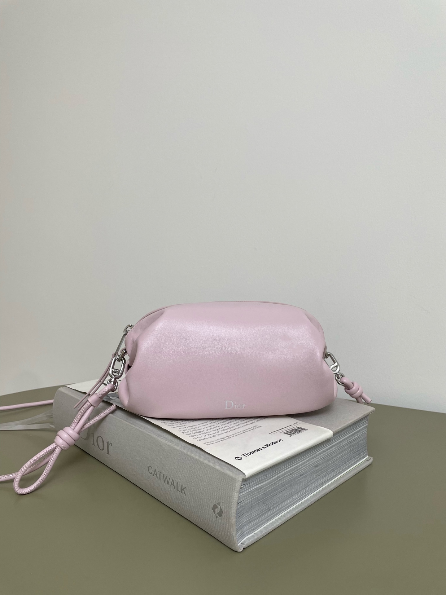 Bagsaaa D10r Bow Pouch Rose Songe S*pple Lambskin - 20cm