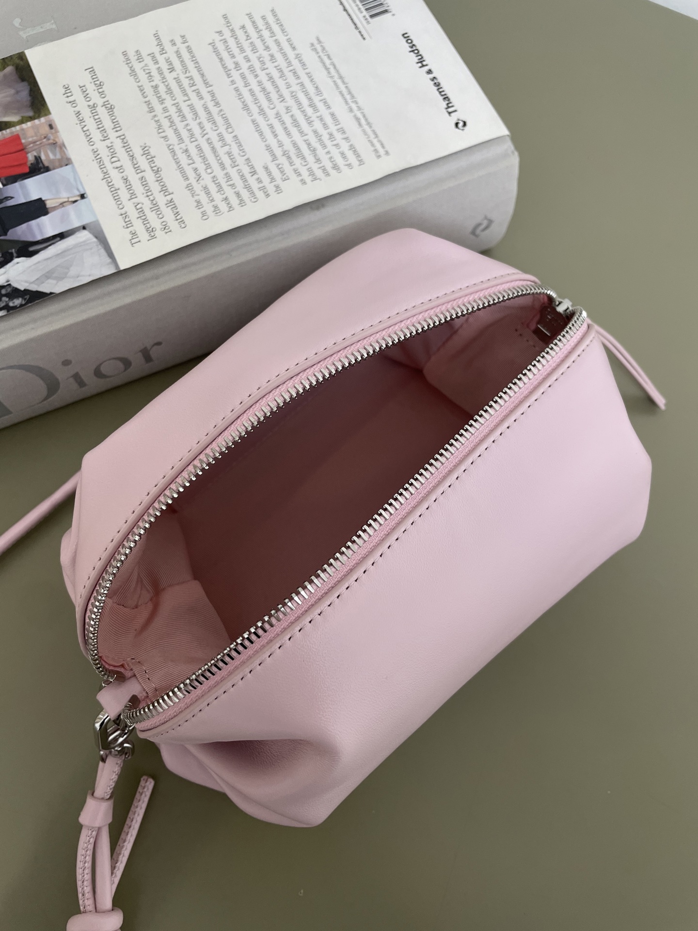 Bagsaaa D10r Bow Pouch Rose Songe S*pple Lambskin - 20cm