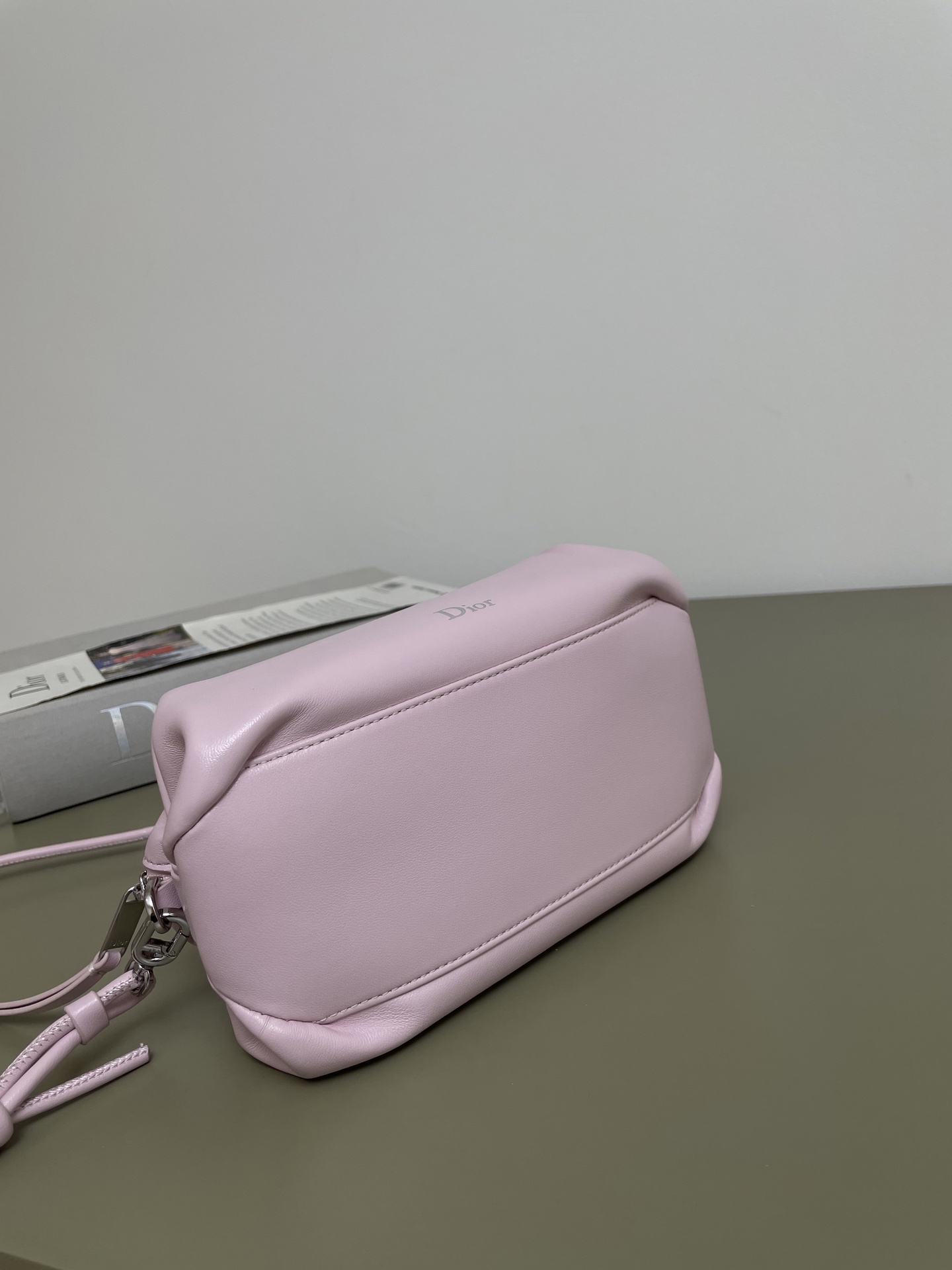 Bagsaaa D10r Bow Pouch Rose Songe S*pple Lambskin - 20cm