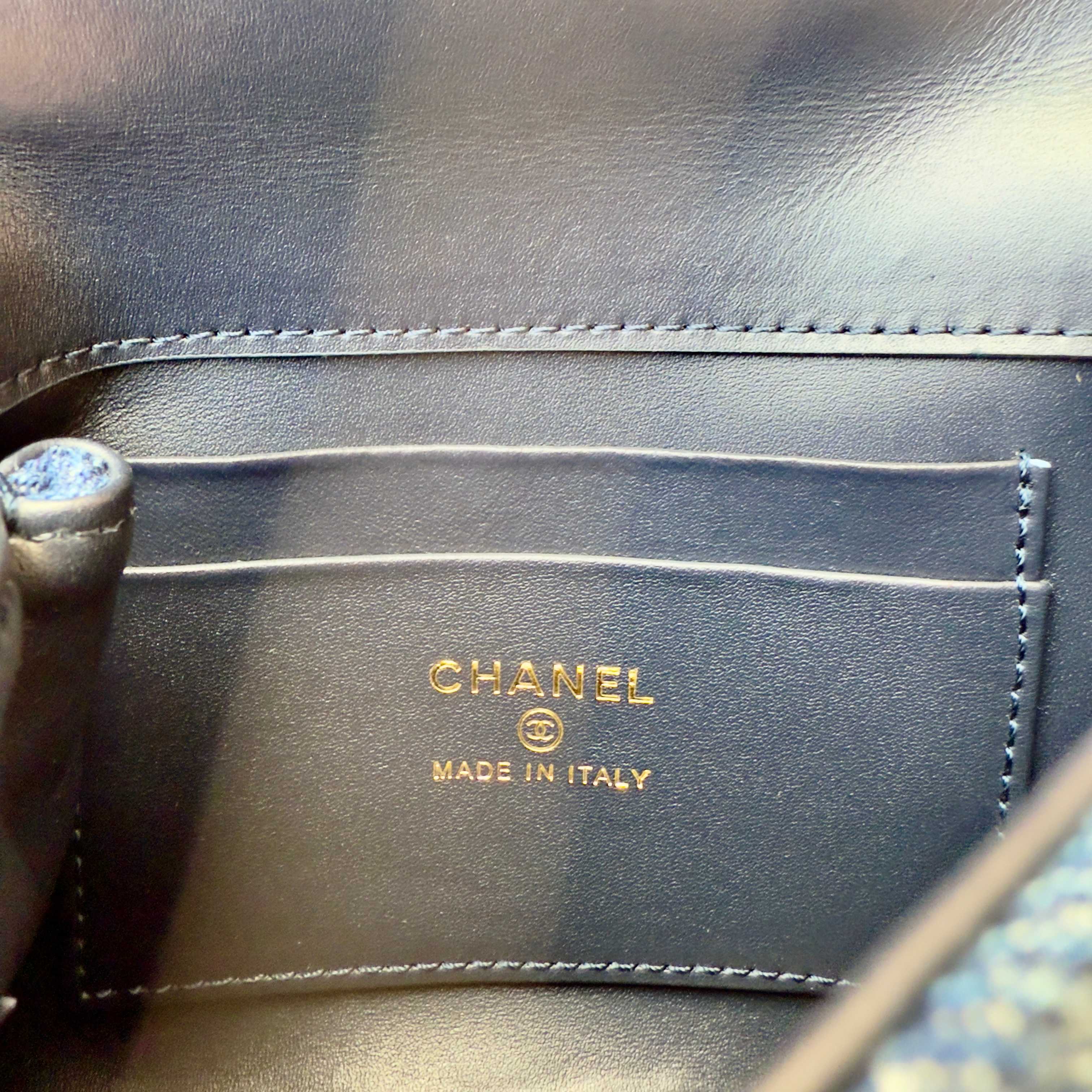Bagsaaa Ch**el Clutch with chain AP4244 Blue Washed Denim - 14.5cm