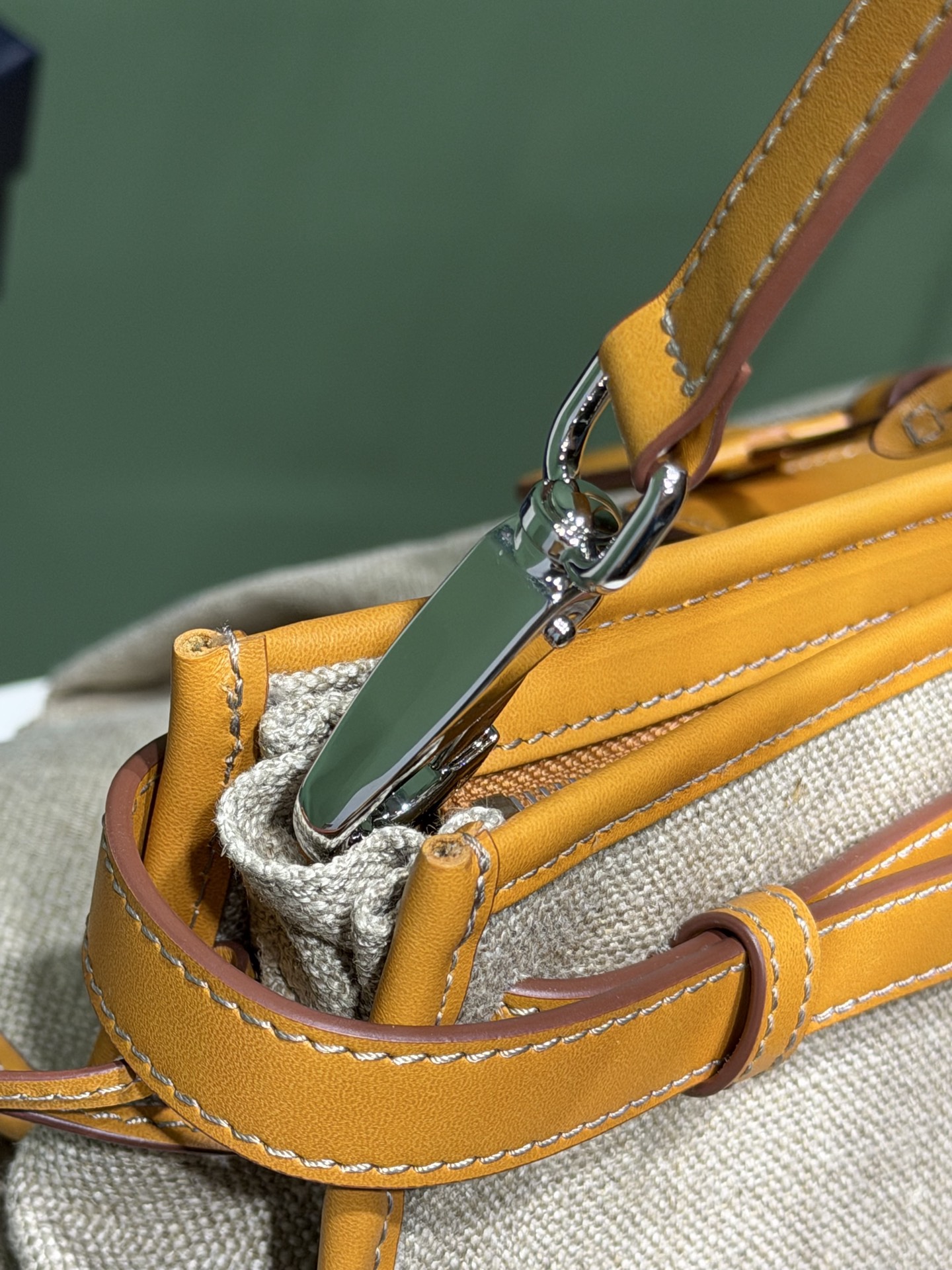 Bagsaaa Pra*a Bonnie linen and leather tote bag 2VG128 - 50cm