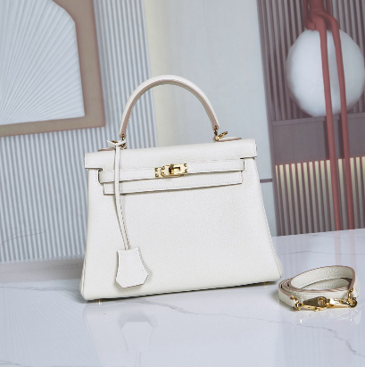 Bagsaaa white H**me5 Kelly Retourne 25 handbag & gold hardware